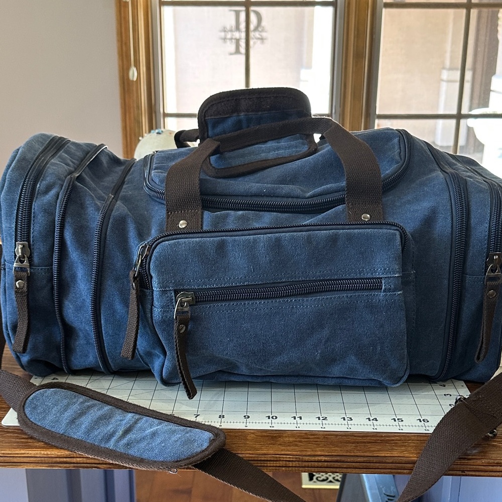 Men's denim/Canvas Duffel Bag - Navy Blue